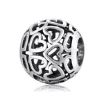 S925 Sterling Silver Hollow Spherical Heart Bead Pendant