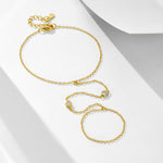 S925 Sterling Silver Round Zircon Finger Chain Bracelet