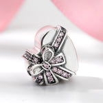 S925 Sterling Silver Zircon Inlaid Heart Gift Box Bead Pendant