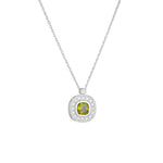 S925 Sterling Silver Square Zircon Pendant Necklace