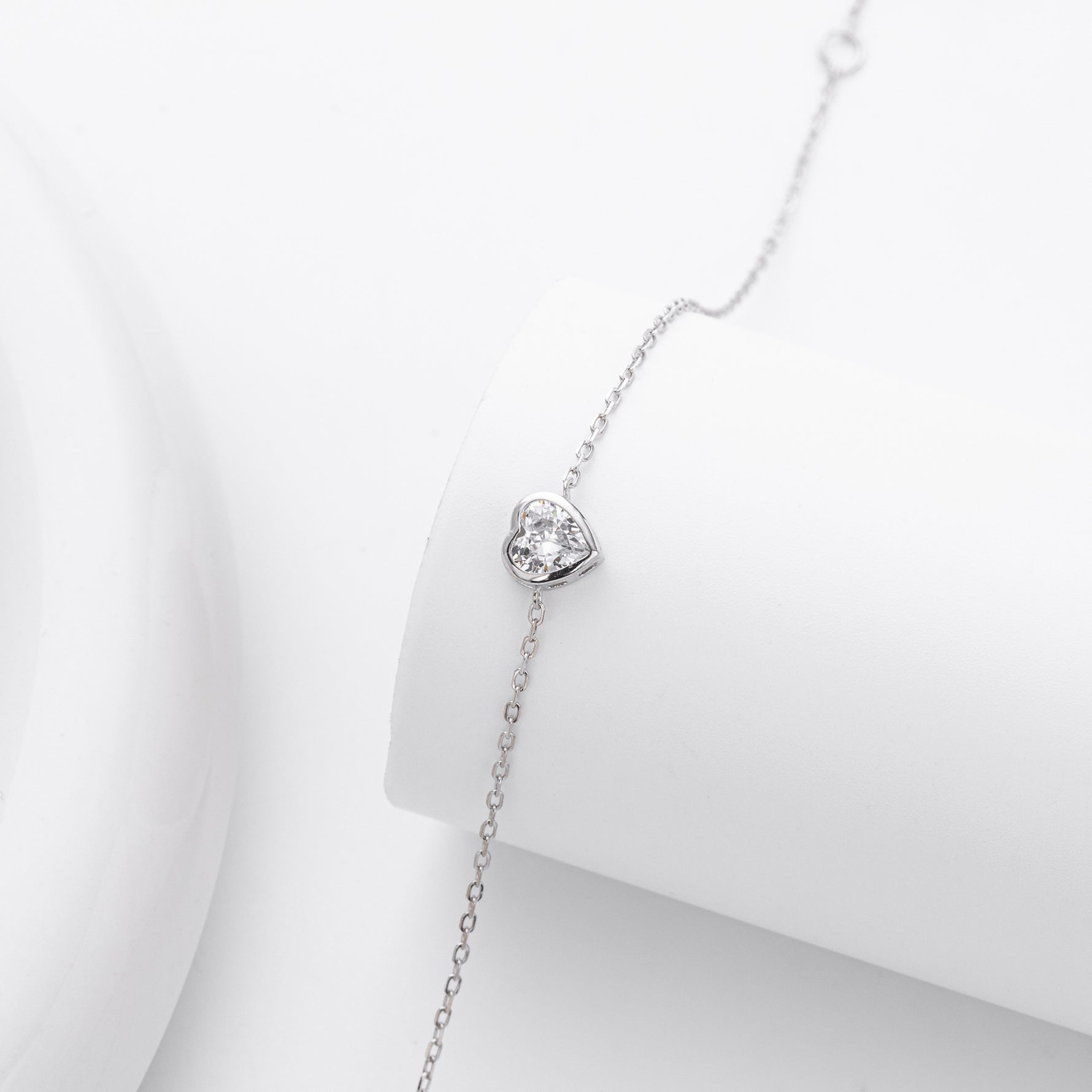 S925 Sterling Silver Zircon Heart Bracelet
