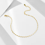 S925 Sterling Silver Plated 14K Gold Tile Chain Anklet
