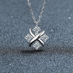 S925 Sterling Silver Moissanite X English Letter Pendant Necklace