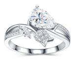 S925 Silver Pear-Shaped Moissanite Ring