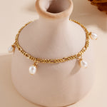 S925 Sterling Silver 18K Gold Plating Natural Cultured Pearl Bracelet