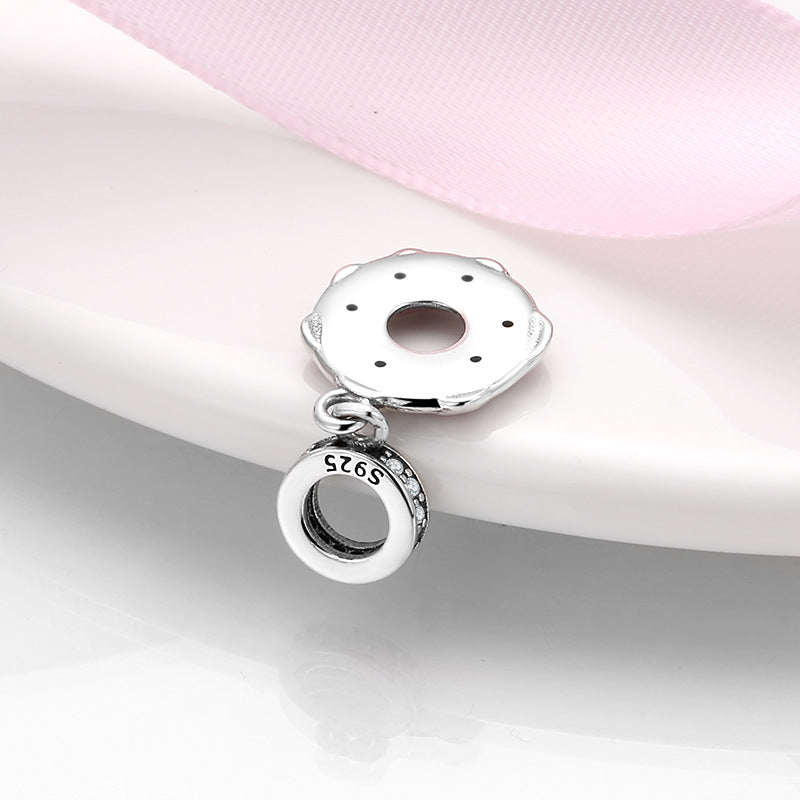 S925 Sterling Silver Donut Macaron Pendant