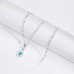 S925 Sterling Silver Teardrop-Shaped Opal Necklace with Zircon