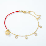 S925 Sterling Silver Gold Plated Horse Year Red String Zircon Inlaid Bracelet