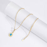 S925 Sterling Silver Teardrop-Shaped Opal Necklace with Zircon