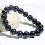 Natural Black Tourmaline Round Bead Bracelet