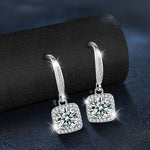 Moissanite Sugar Cube Earrings, 925 Sterling Silver Pendant