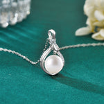 S925 Sterling Silver Moissanite Streamer Pearl Pendant Necklace