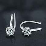925 Sterling Silver U-Shaped Fashionable and Simple Moissanite Stud Earrings