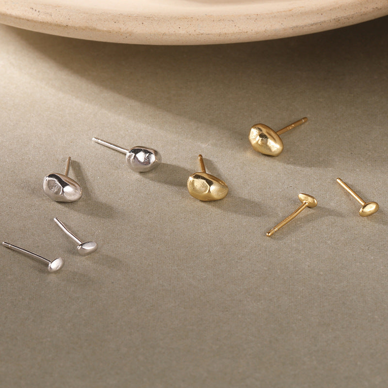 S925 Sterling Silver Irregular Surface Stud Earrings