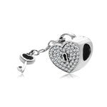 S925 Sterling Silver Heart-Shape Lock Inlaid Zircon Pendant