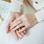 S925 Sterling Silver Gold-Plated Sun Ring Set with Opal and Cubic Gemstones