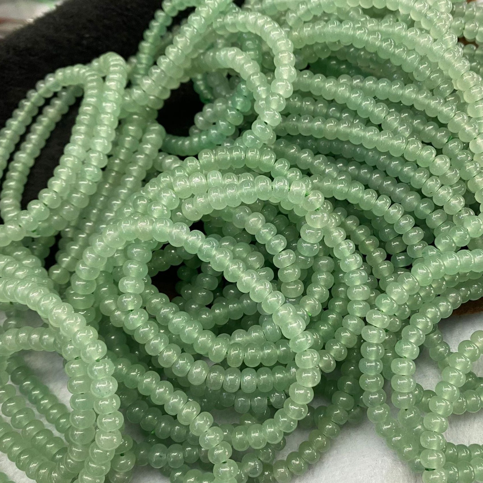 Natural Aventurine Jade Emerald-Green Abacus-Bead Bracelet