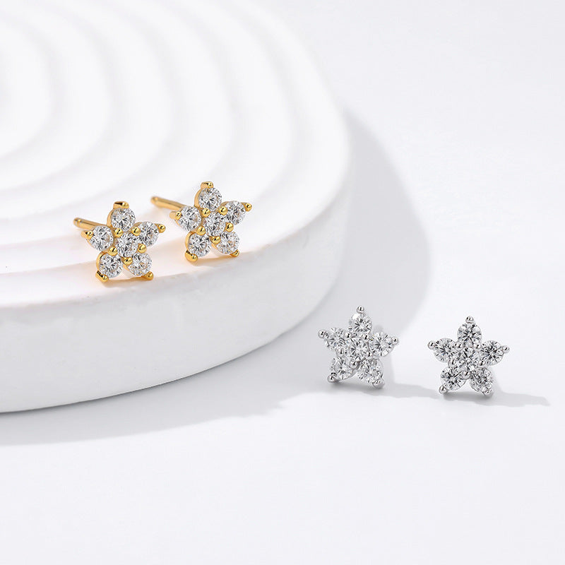 S925 Sterling Silver Flower Stud Earrings