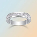 S925 Sterling Silver Ring with Flat-Set Baguette Moissanite