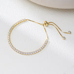 S925 Sterling Silver Zircon Inlaid Tennis Adjustable Bracelet