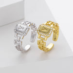 Stylish and simple S925 sterling silver ring with English letter band