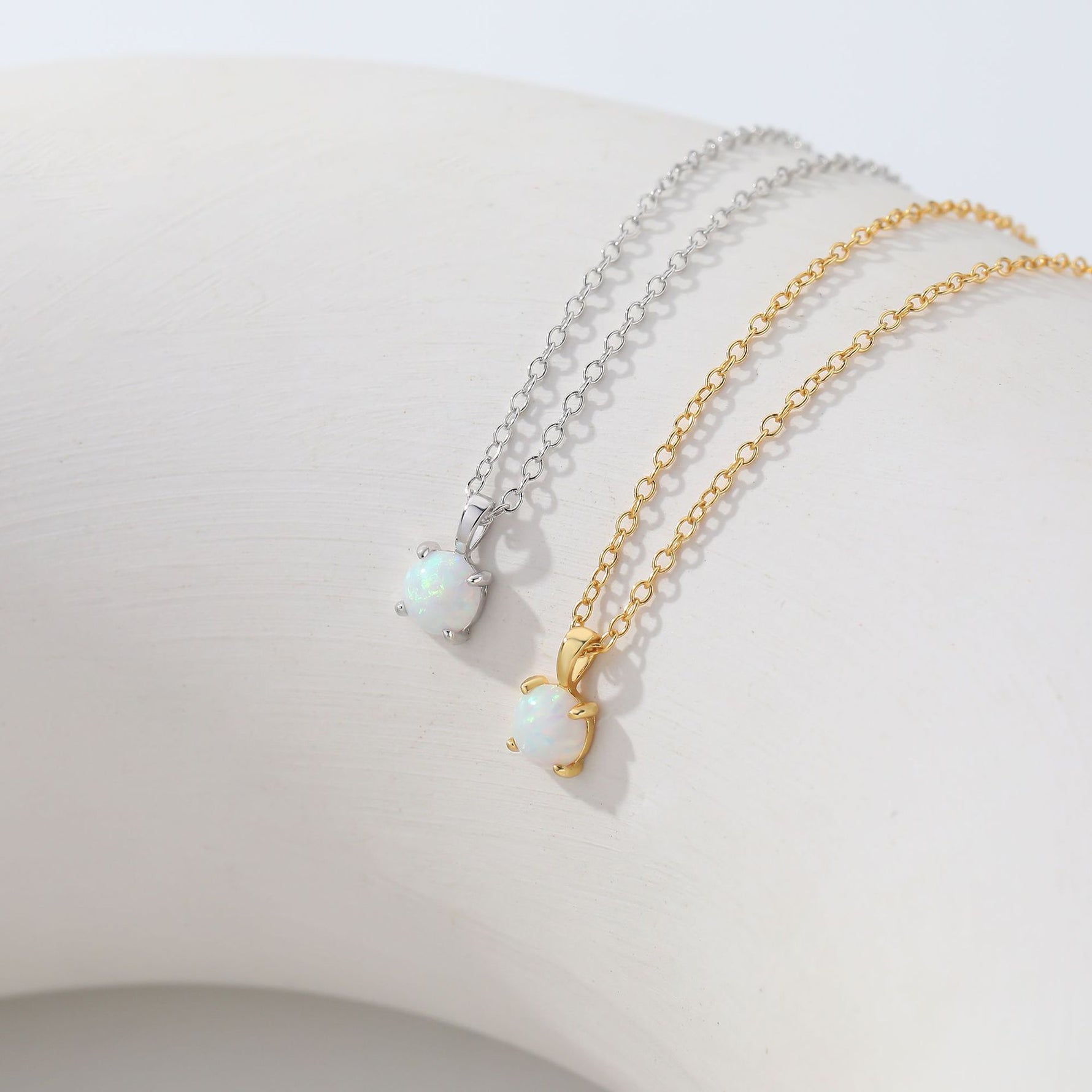 S925 Sterling Silver Opal Necklace