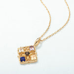S925 Sterling Silver Gold-Plated Amethyst Vintage Court Window Pendant Necklace