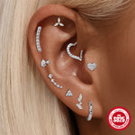 S925 Sterling Silver Moissanite Flat-Back Threaded Cartilage Stud(Single unit)