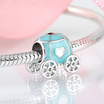 S925 Sterling Silver Blue Pumpkin Carriage Bead Pendant
