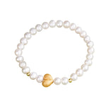 S925 Sterling Silver Natural Freshwater Pearl Peach Heart Bracelet