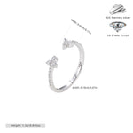 925 Sterling Silver Ring with Adjustable Opening and Zirconia for Delicate Small Flowers