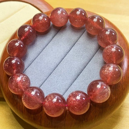 Natural Pigeon-Blood Red Strawberry Quartz Bracelet