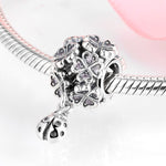 S925 Sterling Silver Four Leaf Clover LADYBIRD Beaded Zircon Pendant