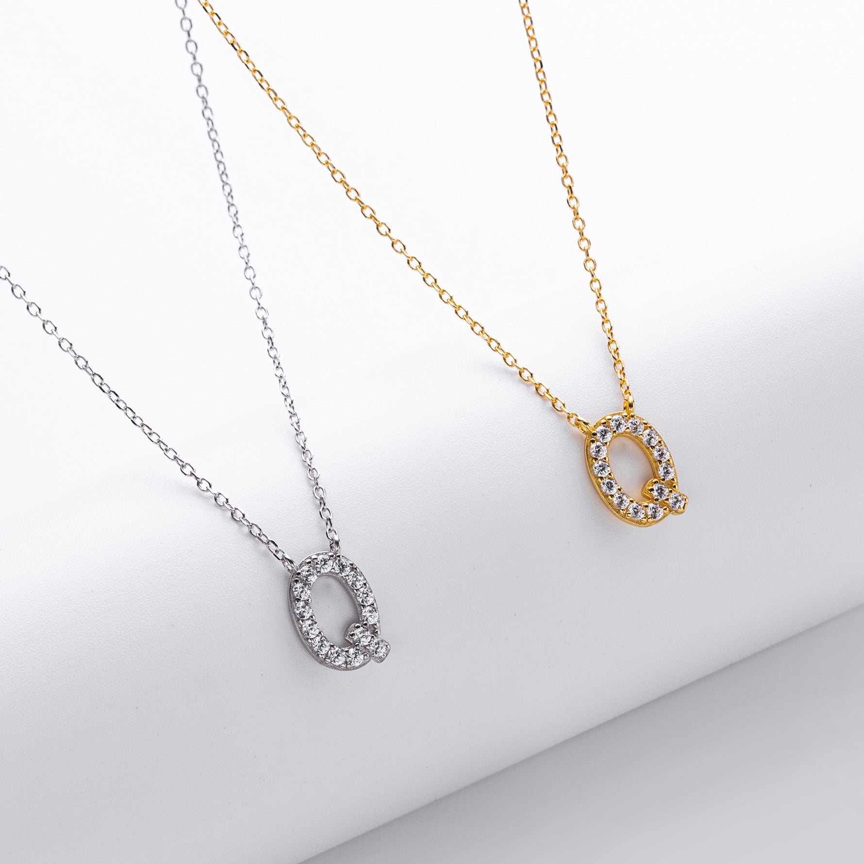 S925 Sterling Silver Simple Zircon Necklace with English Letters