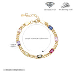 925 Sterling Silver Bracelet with Colorful Square Stones