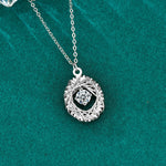 S925 Sterling Silver Woven Dream Net Egg-Shaped Pendant Necklace