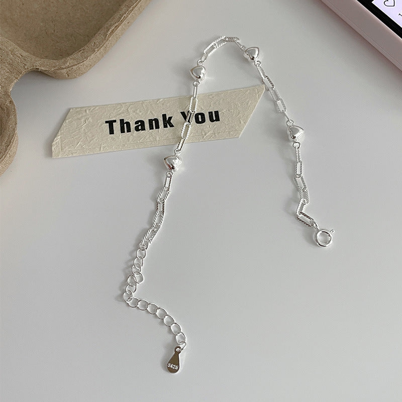 S925 Sterling Silver 3D Heart Bracelet