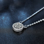 S925 Sterling Silver Moissanite Round Pendant Classic Style Necklace