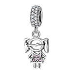 S925 Sterling Silver Cute Girl Zircon Pendant