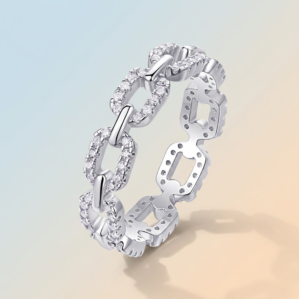 S925 Silver Full-Band Moissanite Ring
