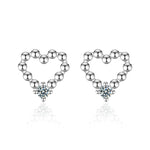 Moissanite S925 sterling silver heart-shaped earrings
