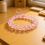 Natural Rose Quartz Bracelet with Six-Rayed Star Effect