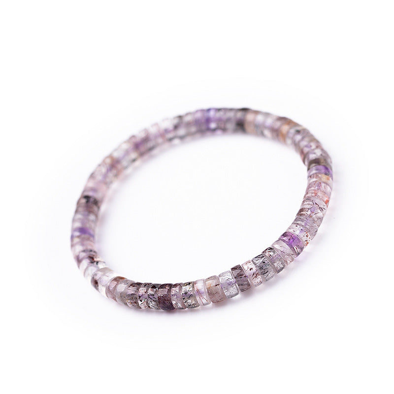 Natural High-Clarity Super Seven Amethyst Tablet-Style Bracelet