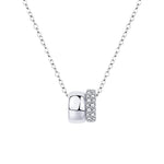 S925 Sterling Silver Moissanite Double Ring Necklace