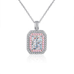 S925 Sterling Silver Moissanite Rectangular Pendant Square Sugar Necklace