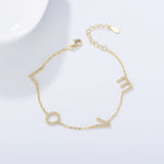 S925 Sterling Silver Love English Beaded Letter-Printing Zircon Inlaid Bracelet