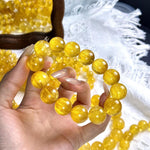 Natural Yellow Fluorite Bracelet with Visible Internal Veining