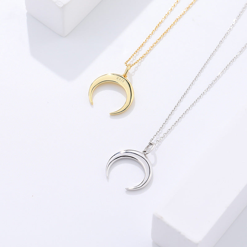 S925 Sterling Silver Crescent Moon Necklace
