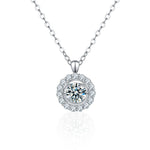 S925 Sterling Silver Moissanite Round Pendant Necklace