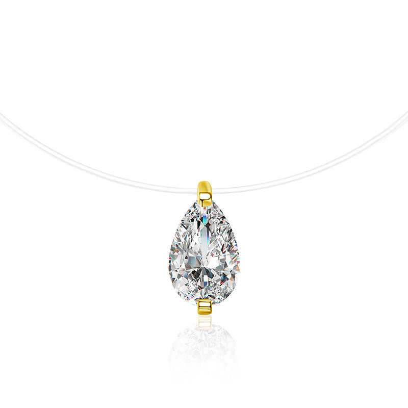 S925 Sterling Silver Mermaid Tears Moissanite Water Drop Pendant Necklace